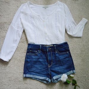Dark wash high rise denim shorts